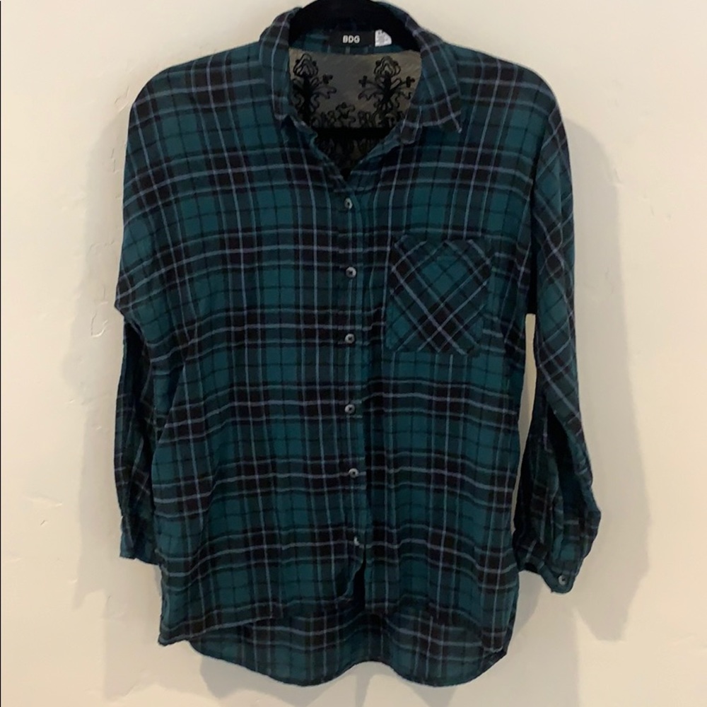 Green and Black Plaid Shirt from UO in Small
